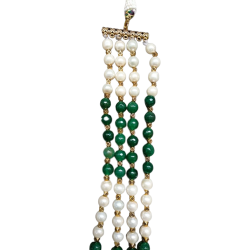 Pearl Base Metal and Dulha Moti Mala Haar Necklace 4 line mala for Men'