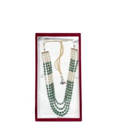 Pearl Base Metal and Dulha Moti Mala Haar Necklace 4 line mala for Men'