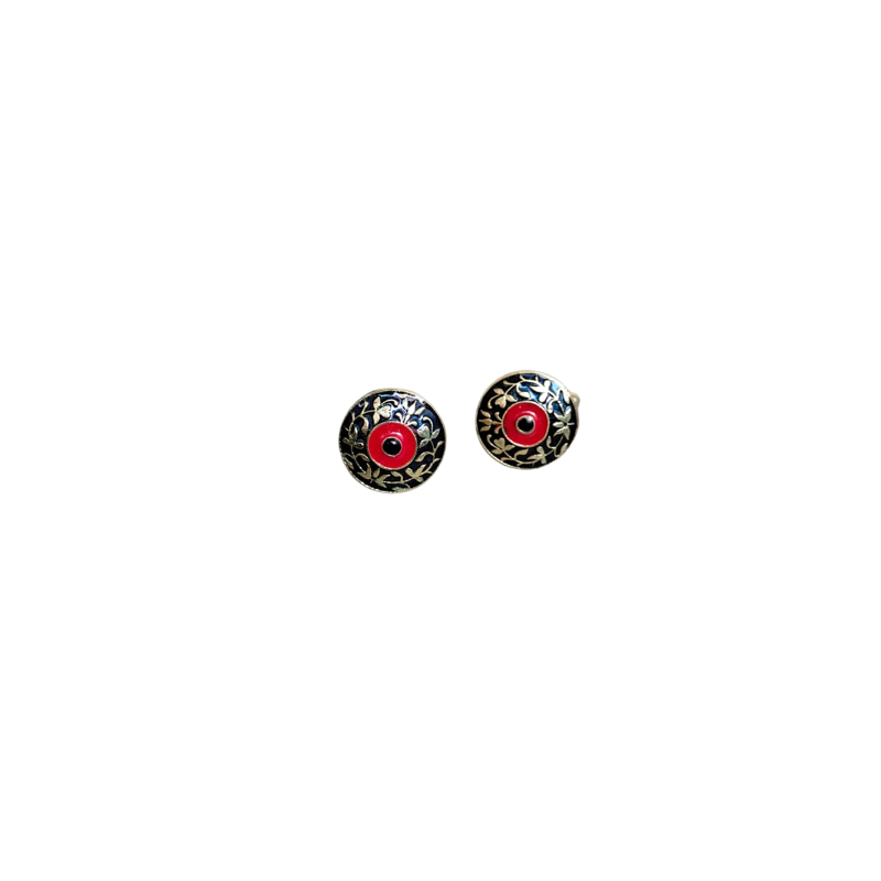 Men Meenakari Cufflinks Blue and center red